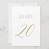 Gold Minimalistisch Script Wedding Tischnummer 20 (Rückseite)