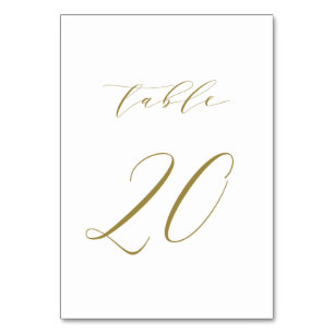 Gold Minimalistisch Script Wedding Tischnummer 20