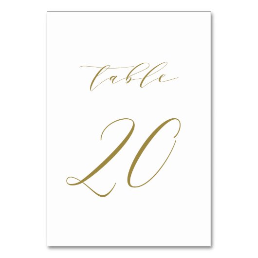 Gold Minimalistisch Script Wedding Tischnummer 20 (Rückseite)