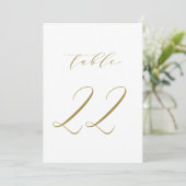 Gold Minimalistisch Script Wedding Tischnummer 22 (Stehend Vorderseite)
