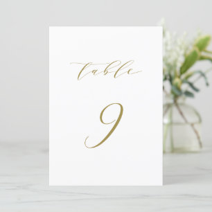 Gold Minimalistisch Script Wedding Tischnummer 9