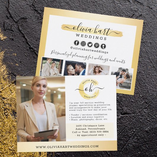 Gold Minimalistisch Stylist Business Marketing Fot Postkarte