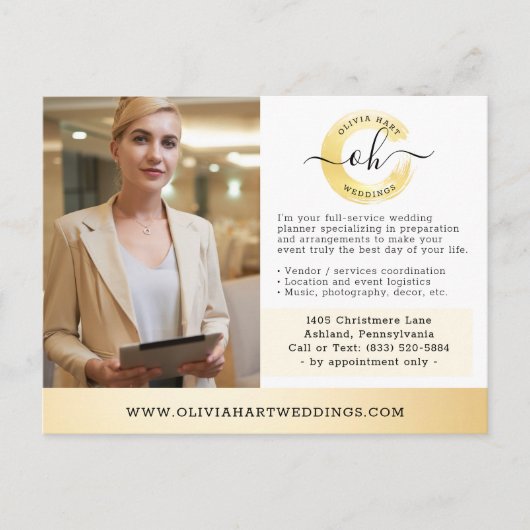 Gold Minimalistisch Stylist Business Marketing Fot Postkarte (Vorderseite)