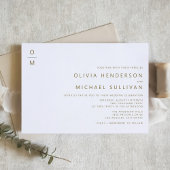 Gold Minimalistisch Typografy Monogram Wedding Einladung