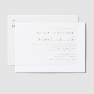 Gold Minimalistisch Typografy Monogram Wedding Pergament Einladungen