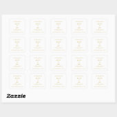 Gold Minimalistisch Wedding Elegante Gefallen Viel Quadratischer Aufkleber (Blatt)