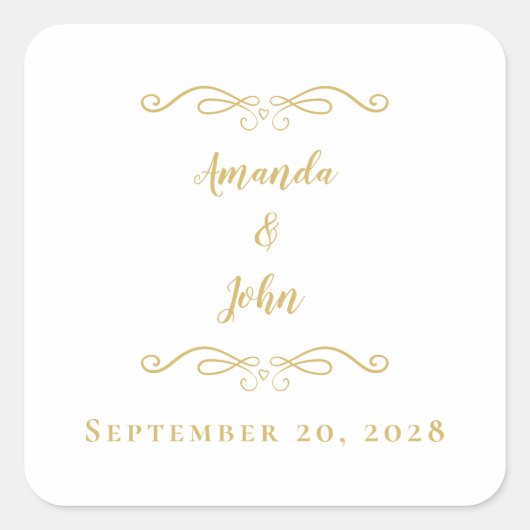Gold Minimalistisch Wedding Elegante Gefallen Viel Quadratischer Aufkleber (Vorderseite)