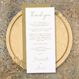 Gold Minimalistisch Wedding Vielen Dank Platzkarte Menükarte