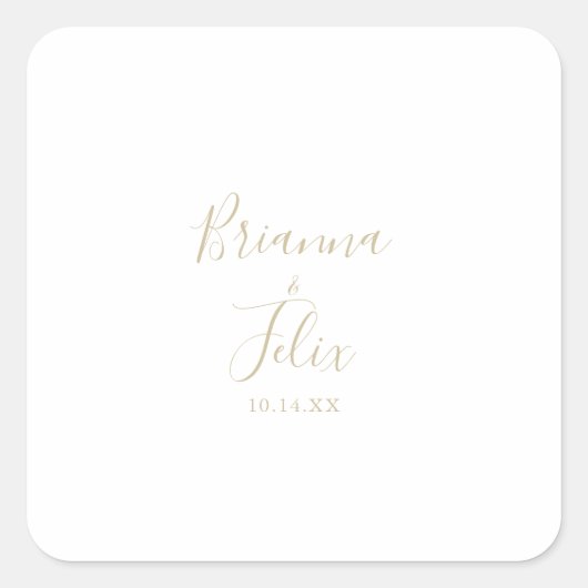 Gold Minimalistische Hochzeitsstipps - Umschlag Au Quadratischer Aufkleber (Vorderseite)