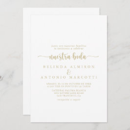 Gold Minimalistische Kalligrafie Nuestra Boda Wedd Einladung