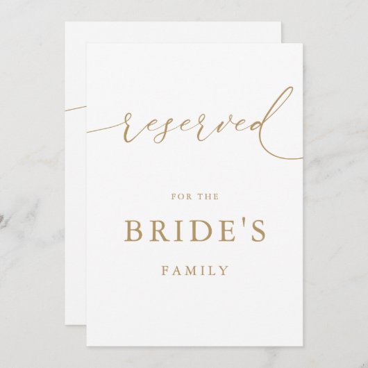 Gold Minimalistische moderne Hochzeitsfeier reserv (Vorne/Hinten)