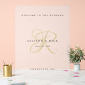 Gold Minimalistische Monogram Clear Wedding Recept Acrylschild (Hochzeit)