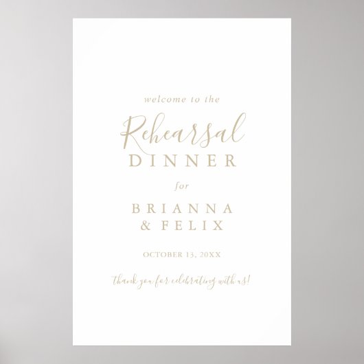 Gold Minimalistische Probe Dinner Willkommenszeich Poster (Vorne)