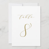 Gold Minimalistische Schrift Hochzeit Tisch Nummer Einladung (Rückseite)
