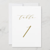 Gold Minimalistische Script-Hochzeit Tischnummer 1 (Vorderseite)