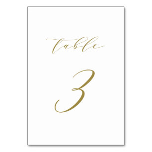 Gold Minimalistische Script-Hochzeit Tischnummer 3