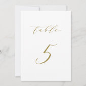 Gold Minimalistische Script-Hochzeit Tischnummer 5 (Rückseite)