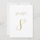 Gold Minimalistische Script-Hochzeit Tischnummer 8 (Vorderseite)