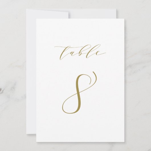 Gold Minimalistische Script-Hochzeit Tischnummer 8 (Vorderseite)
