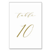 Gold Minimalistische Script-Hochzeitstabelle 10 Tischnummer (Vorderseite)
