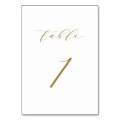 Gold Minimalistische Script-Hochzeitstabelle 1 Tischnummer (Vorderseite)