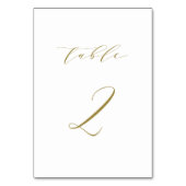 Gold Minimalistische Script-Hochzeitstabelle 2 Tischnummer (Vorderseite)