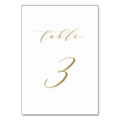 Gold Minimalistische Script-Hochzeitstabelle 3 Tischnummer (Vorderseite)