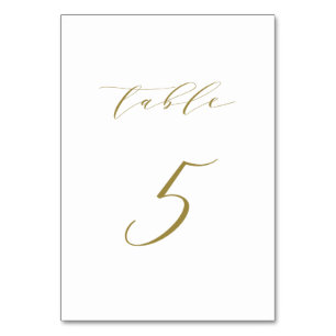 Gold Minimalistische Script-Hochzeitstabelle 5 Tischnummer