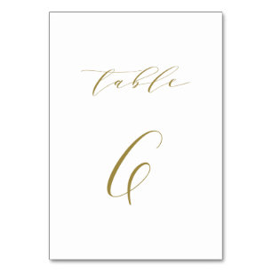 Gold Minimalistische Script-Hochzeitstabelle 6 Tischnummer
