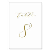 Gold Minimalistische Script-Hochzeitstabelle 8 Tischnummer (Rückseite)