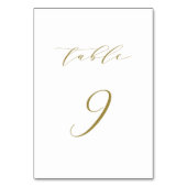 Gold Minimalistische Script-Hochzeitstabelle 9 Tischnummer (Vorderseite)