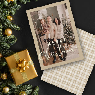Gold Minimalistische Süße Weihnachtsfoto Familie Feiertagskarte