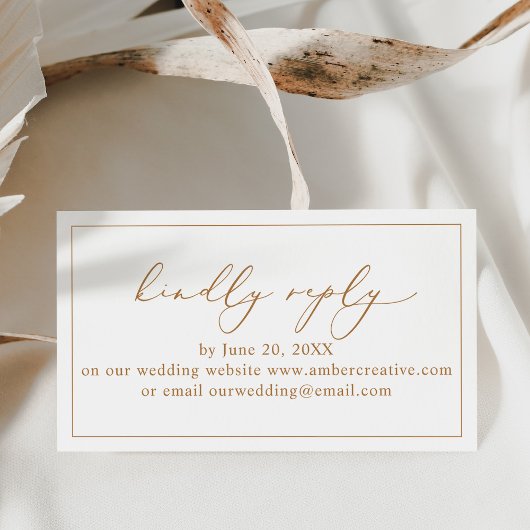 Gold Minimalistische Wedding Website RSVP Card Visitenkarte