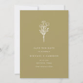 Gold Minimalistischer Botanischer Bouquet QR-Code Save The Date (Vorderseite)