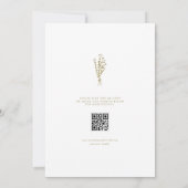 Gold Minimalistischer Botanischer Bouquet QR-Code Save The Date (Rückseite)