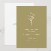 Gold Minimalistischer Botanischer Bouquet QR-Code Save The Date (Vorne/Hinten)