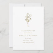 Gold Minimalistischer Botanischer Bouquet QR-Code Save The Date (Vorderseite)