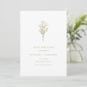 Gold Minimalistischer Botanischer Bouquet QR-Code Save The Date (Stehend Vorderseite)