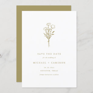 Gold Minimalistischer Botanischer Bouquet QR-Code Save The Date