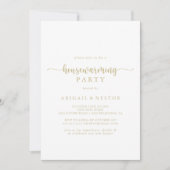 Gold Minimalistisches Calligraphy Housewarming Par Einladung (Vorderseite)