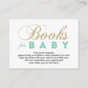 Gold & Mint   Baby Shower Bring a Book Karte