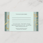 Gold Mint Green Blätter TerminierungsVisitenkarte Terminkarte (Rückseite)