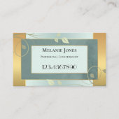 Gold Mint Green Blätter TerminierungsVisitenkarte Terminkarte (Vorderseite)