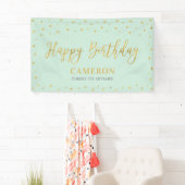 Gold & Mint Happy Birthday Party Banner (Insitu)