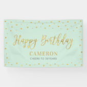 Gold & Mint Happy Birthday Party Banner (Horizontal)