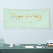 Gold & Mint Happy Birthday Party Banner (Messe)