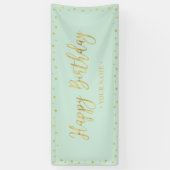 Gold & Mint Happy Birthday Party Banner (Vertikal)