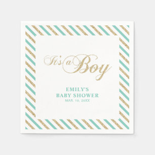 Gold & Mint Moderne Babyparty-Serviette für Jung Serviette