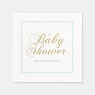 Gold & Mint   Moderne Jungen-Babyparty Serviette