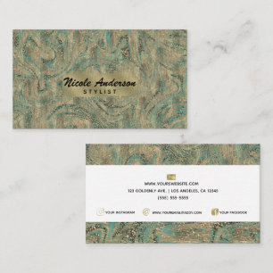 Gold & Mint Türkis Glitter Swirl Luxus Stil Visitenkarte